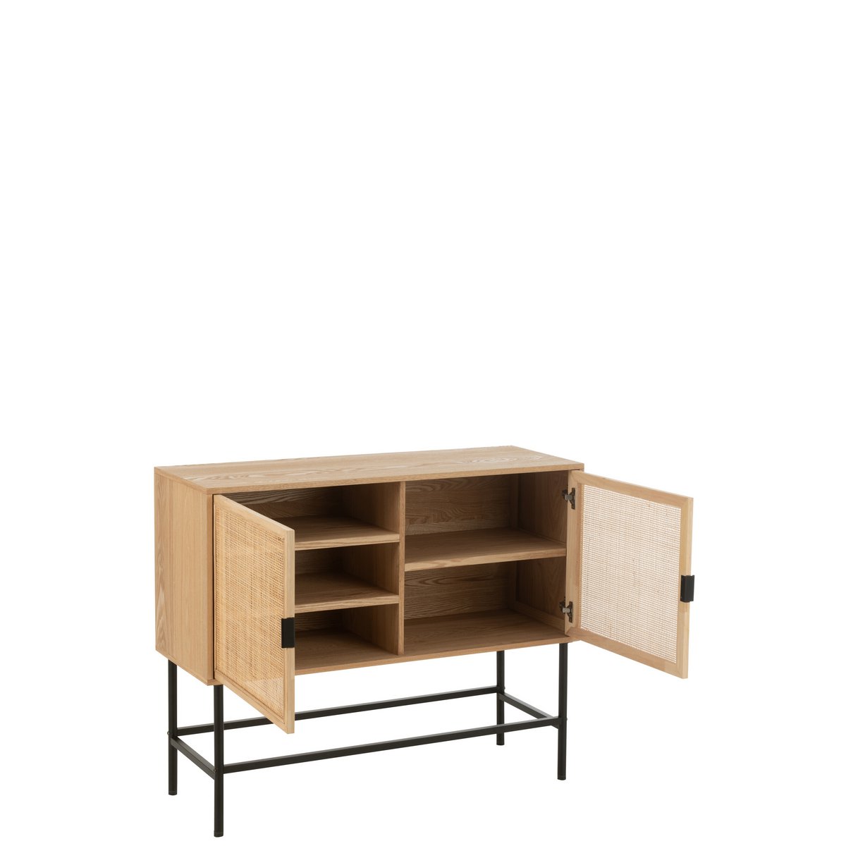 J-Line Cabinet Square MDF/Metall Naturel/Schwarz klein