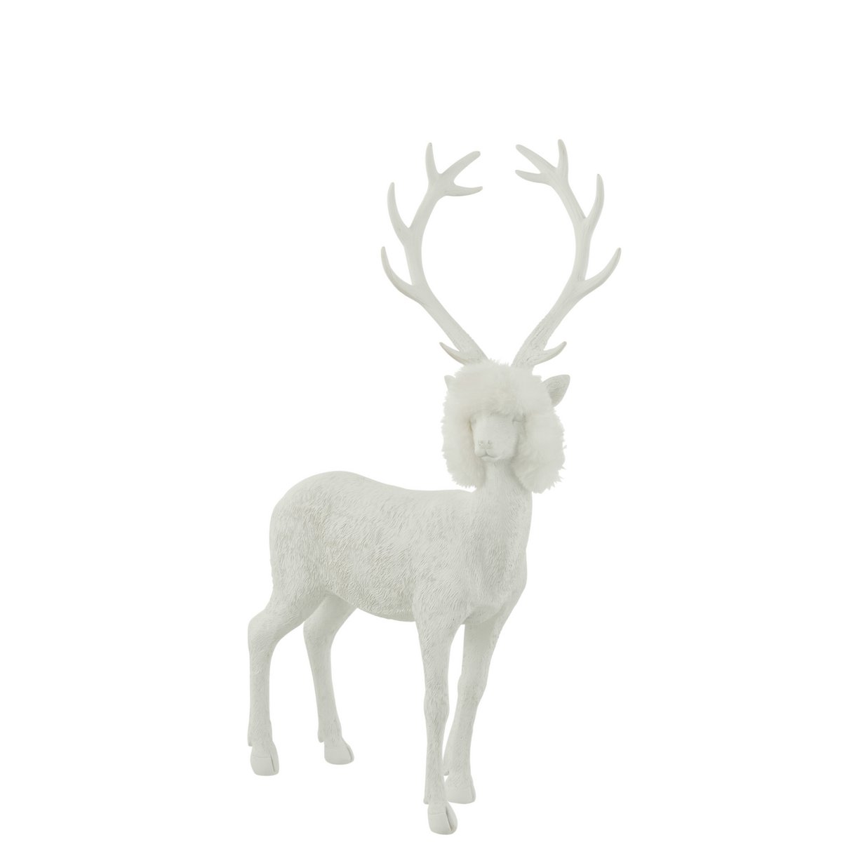 Rentier Dekofigur Polyresin Weiß 45cm