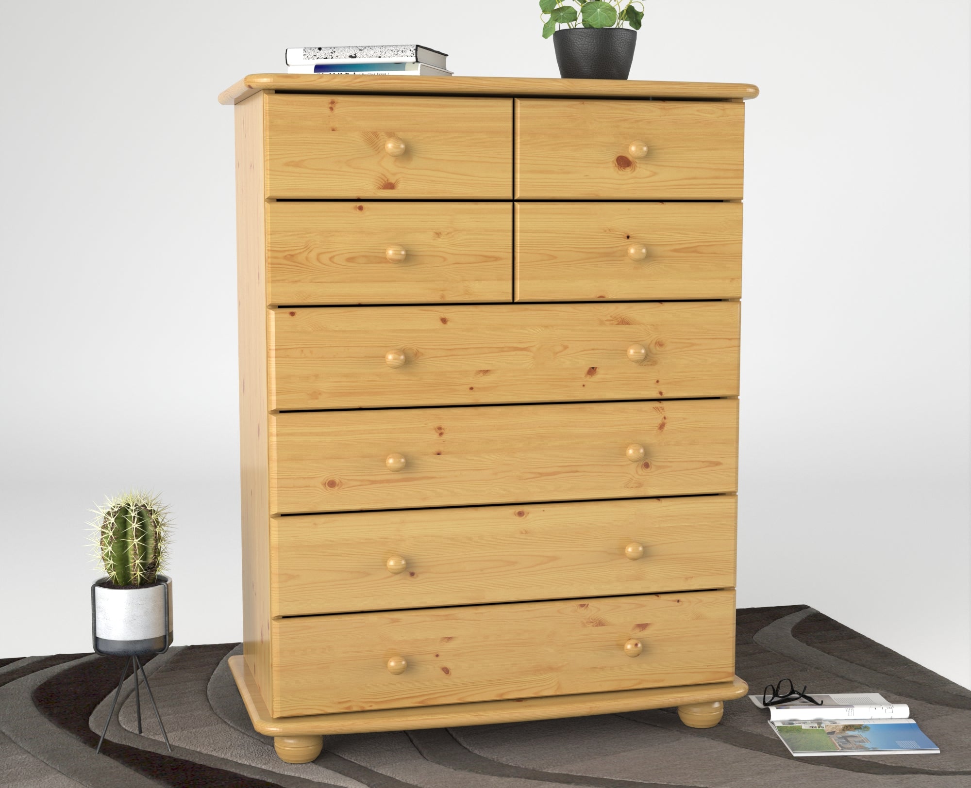 Anika Kiefer Massivholz Kommode | 8-Schubladen | 100% Bio Kiefer