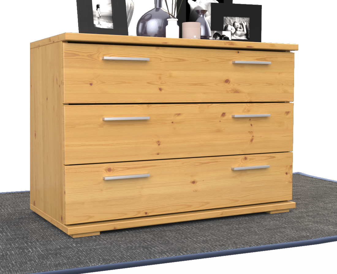 Nobis Kommode Sideboard | 3 große Schubladen | 57cm hoch | 100% Bio Kiefer Massivholz