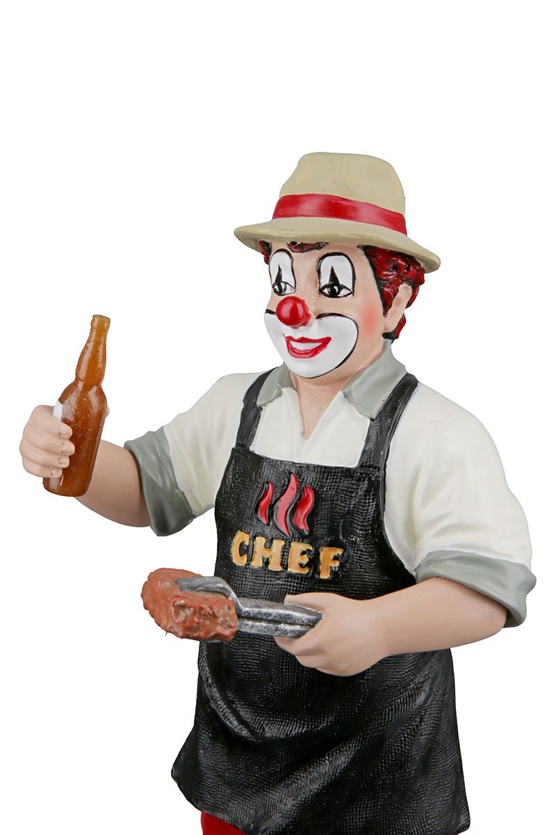 Clownfigur Chefgriller aus Kunstharz - Humorvolle Grill Deko