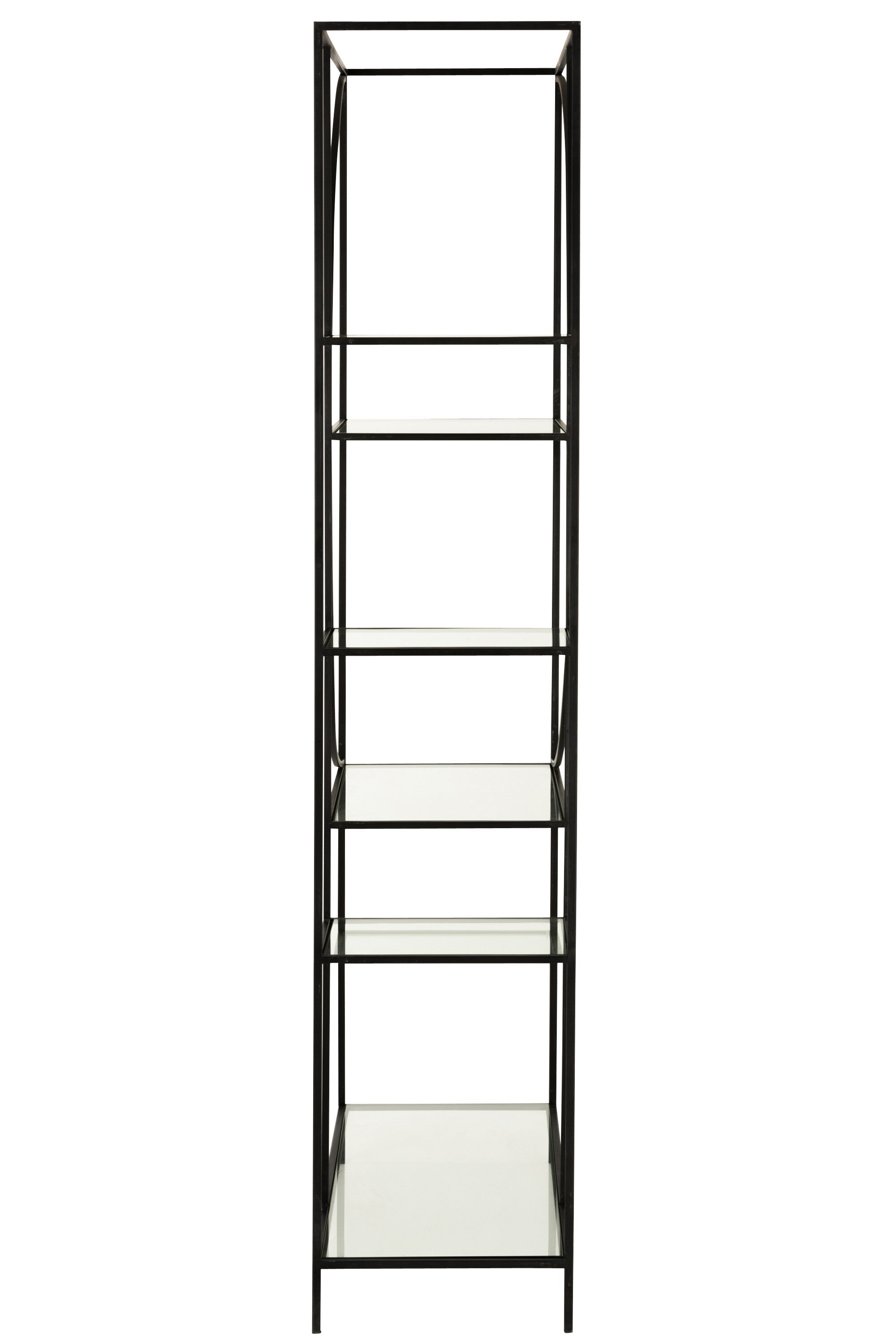 Elegantes 2-teiliges Regal Mixon im Kreisdesign aus Metall und Glas in Schwarz