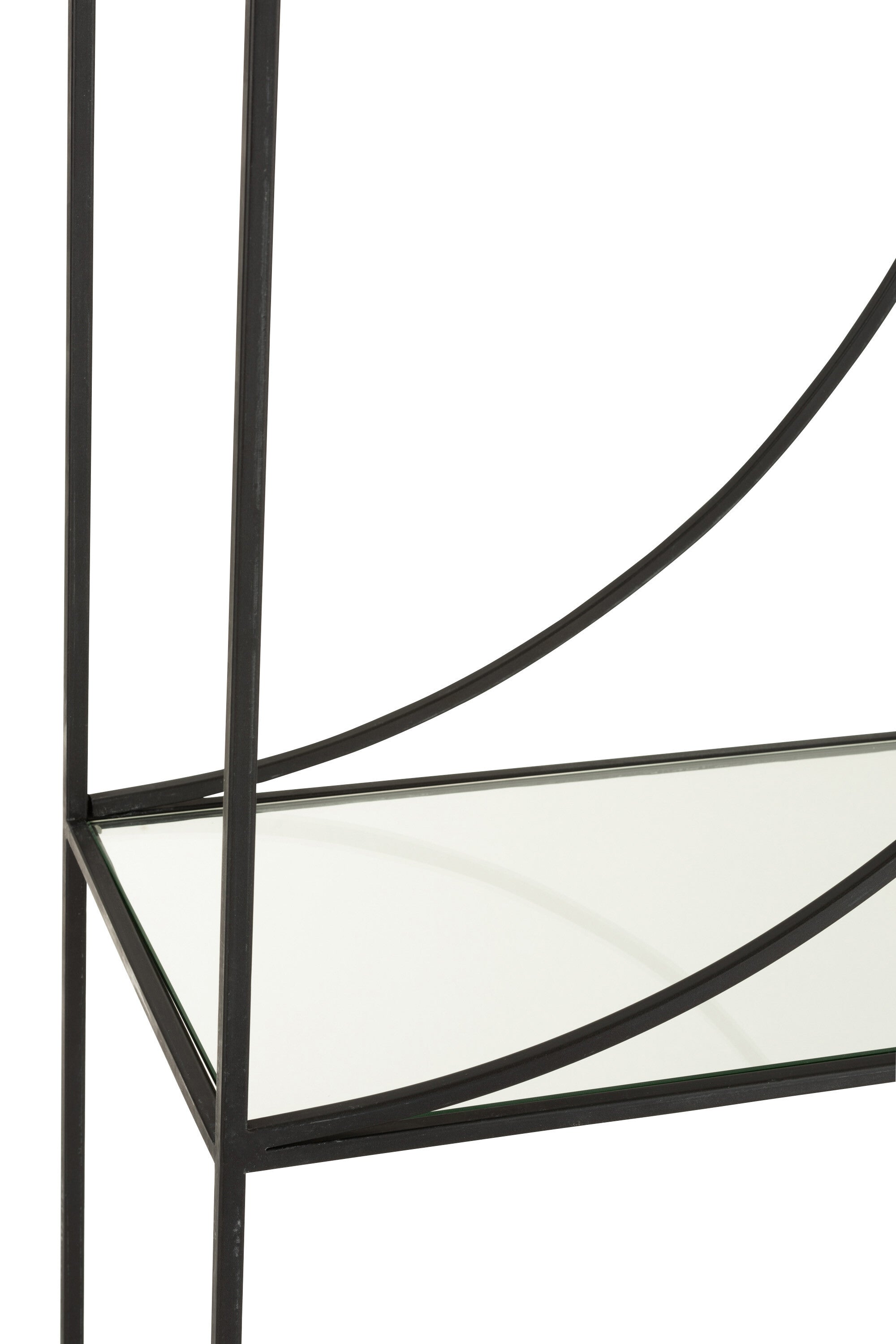 Elegantes 2-teiliges Regal Mixon im Kreisdesign aus Metall und Glas in Schwarz
