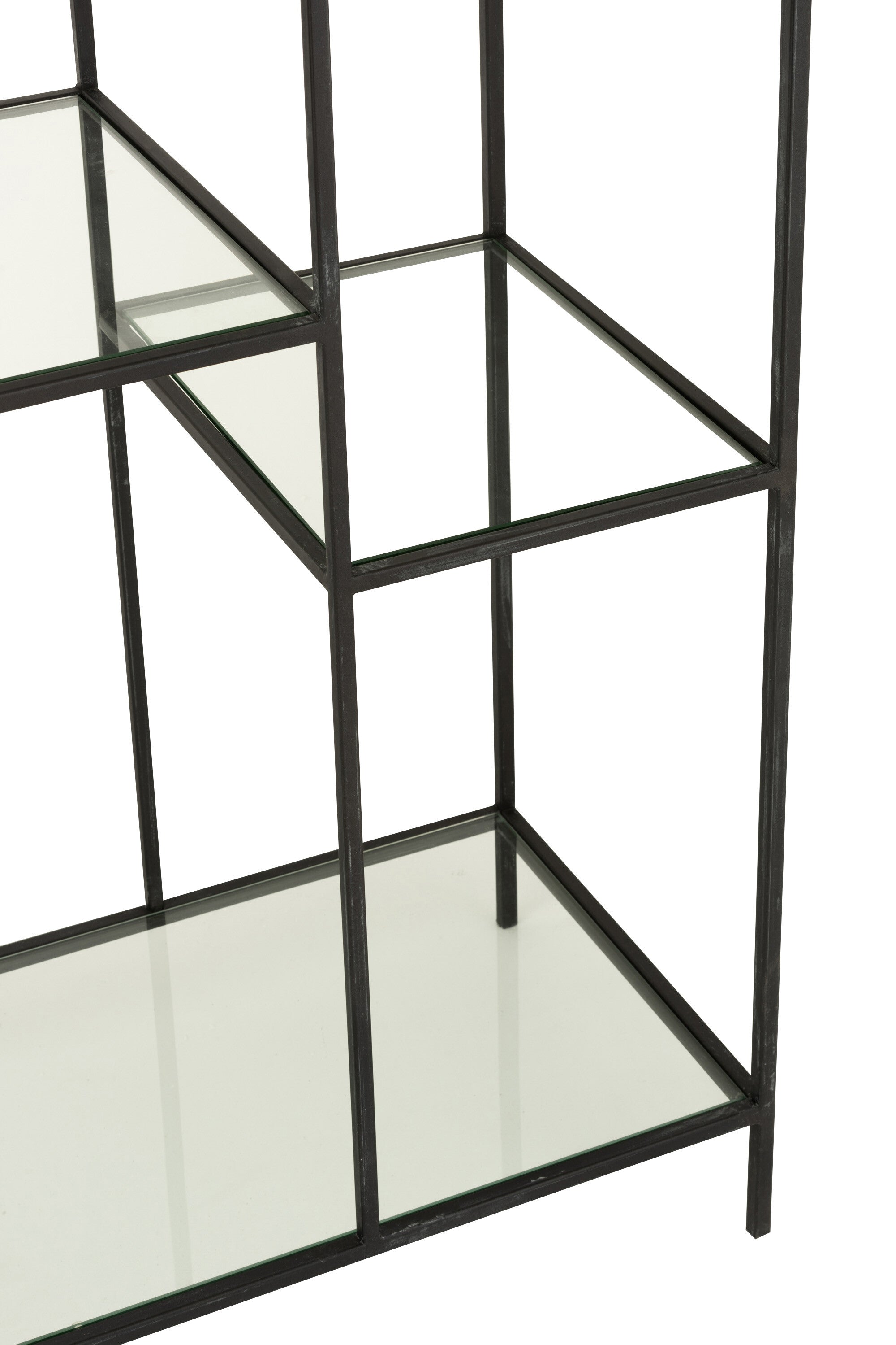Elegantes 2-teiliges Regal Mixon im Kreisdesign aus Metall und Glas in Schwarz