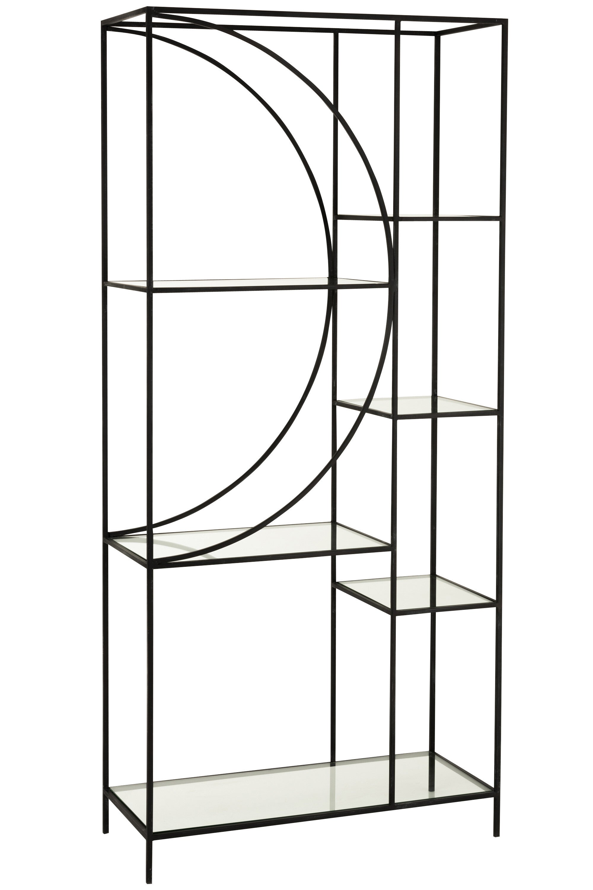 Elegante 2-delige plank Mixon in cirkeldesign van metaal en glas in zwart