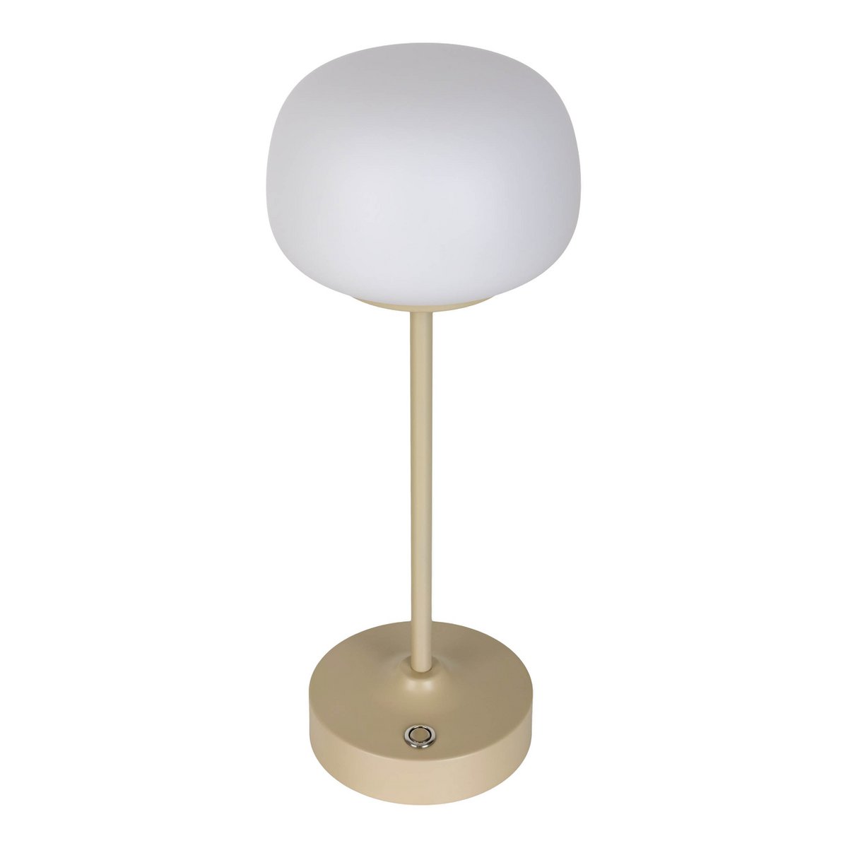 LED Akku-/ Tischleuchte "PINA" 30 cm hoch, aus Metall (beige) und Glas (weiß), integrierte LEDs, warmweiß