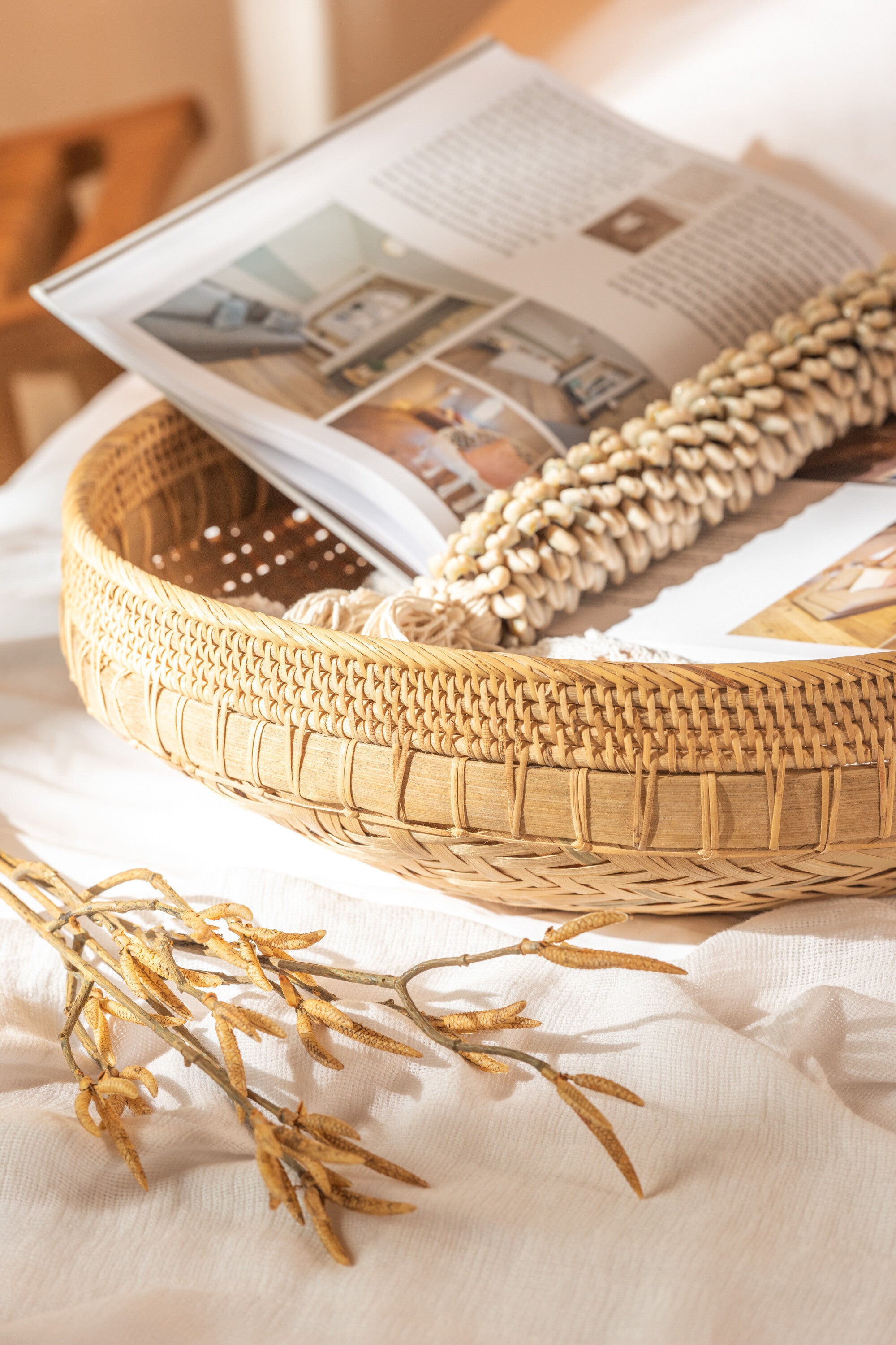 Exquisites 2er-Set Runde Rattan-Schalen in Naturell Elegante Dekoration trifft stilvolle Aufbewahrung