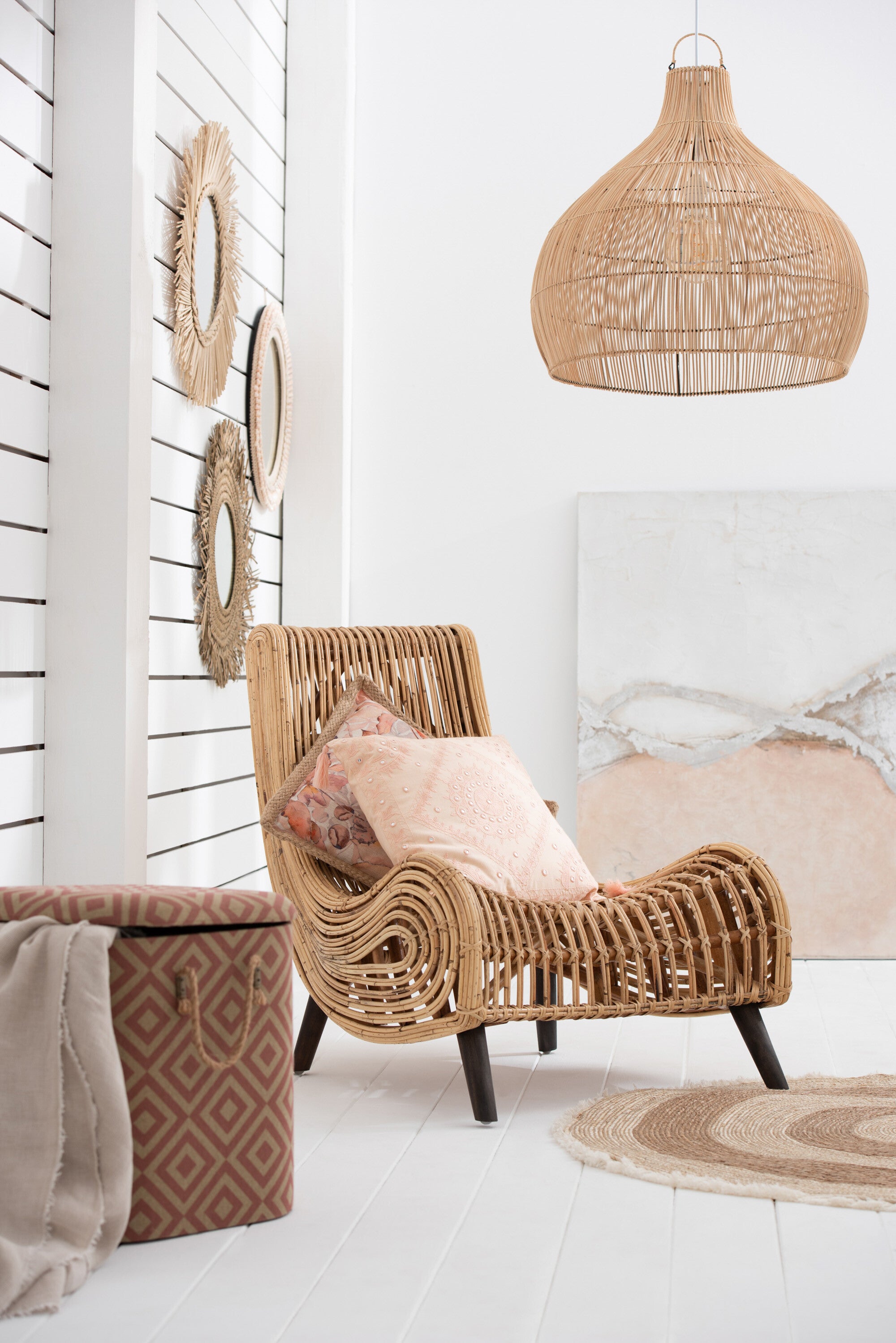 Lampenschirm "Birne" aus Rattan | Natürliches Design | Große Dimensionen