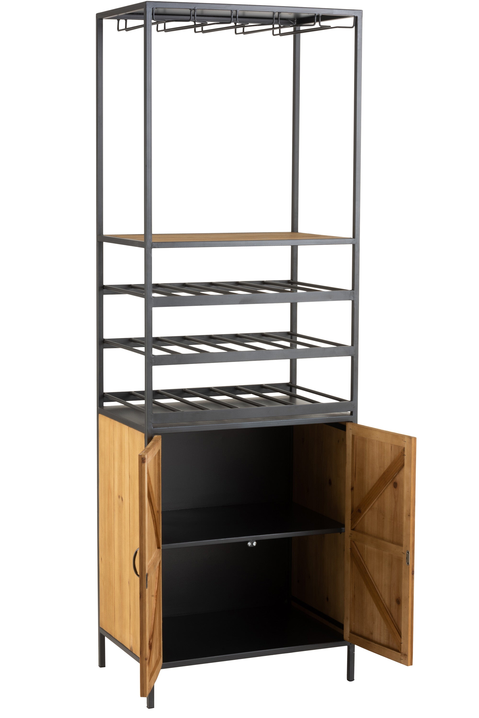 Weinliebhaber-Paradies: Elegantes Schrank- und Regal-Kombination aus Metall und Holz - Speziell für Weinflaschen und Gläser