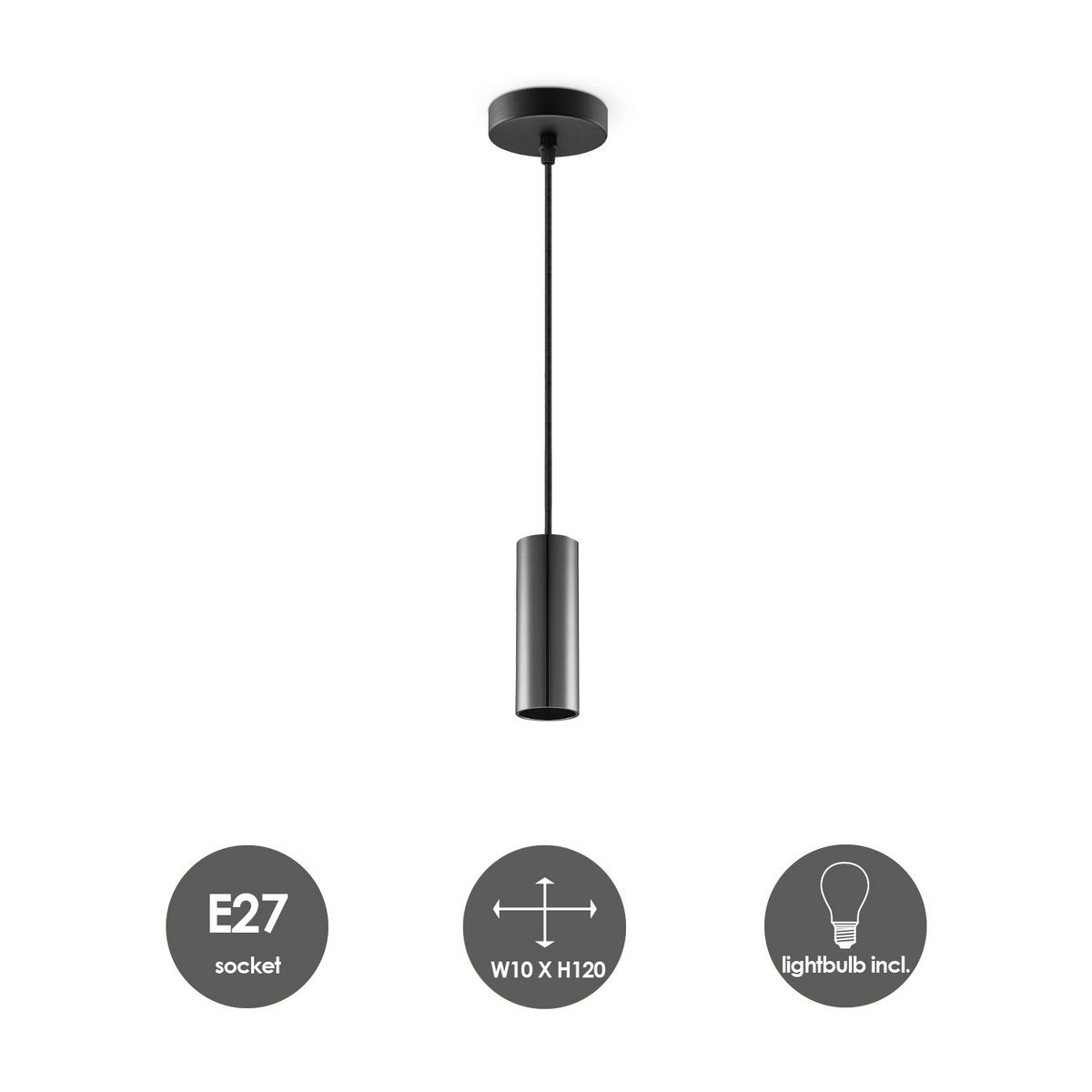 Hängelampe schwarz Saga Diabolo - - dimmbar E27 bernsteinfarben