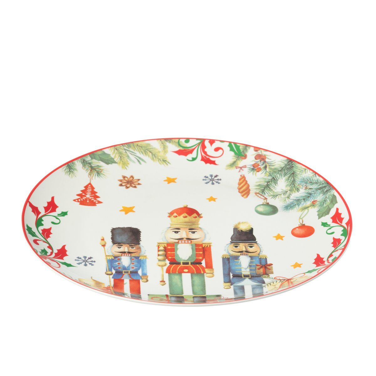 J-Line Teller, rund, Nussknacker, Geschenkbox, Keramik, Weiß, groß