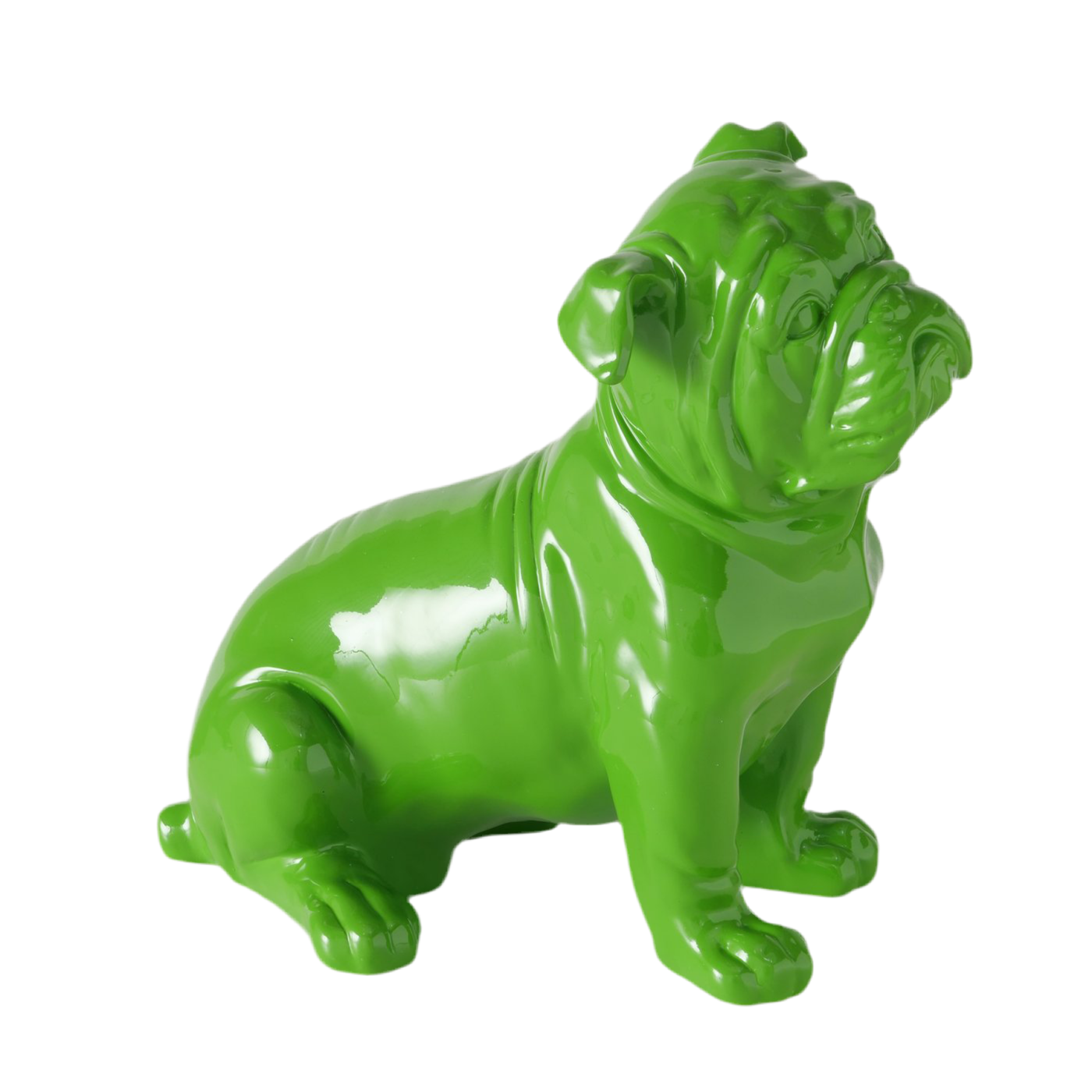 Bully Figur Grün Glanzoptik 32cm Handbemalt Deko Hund