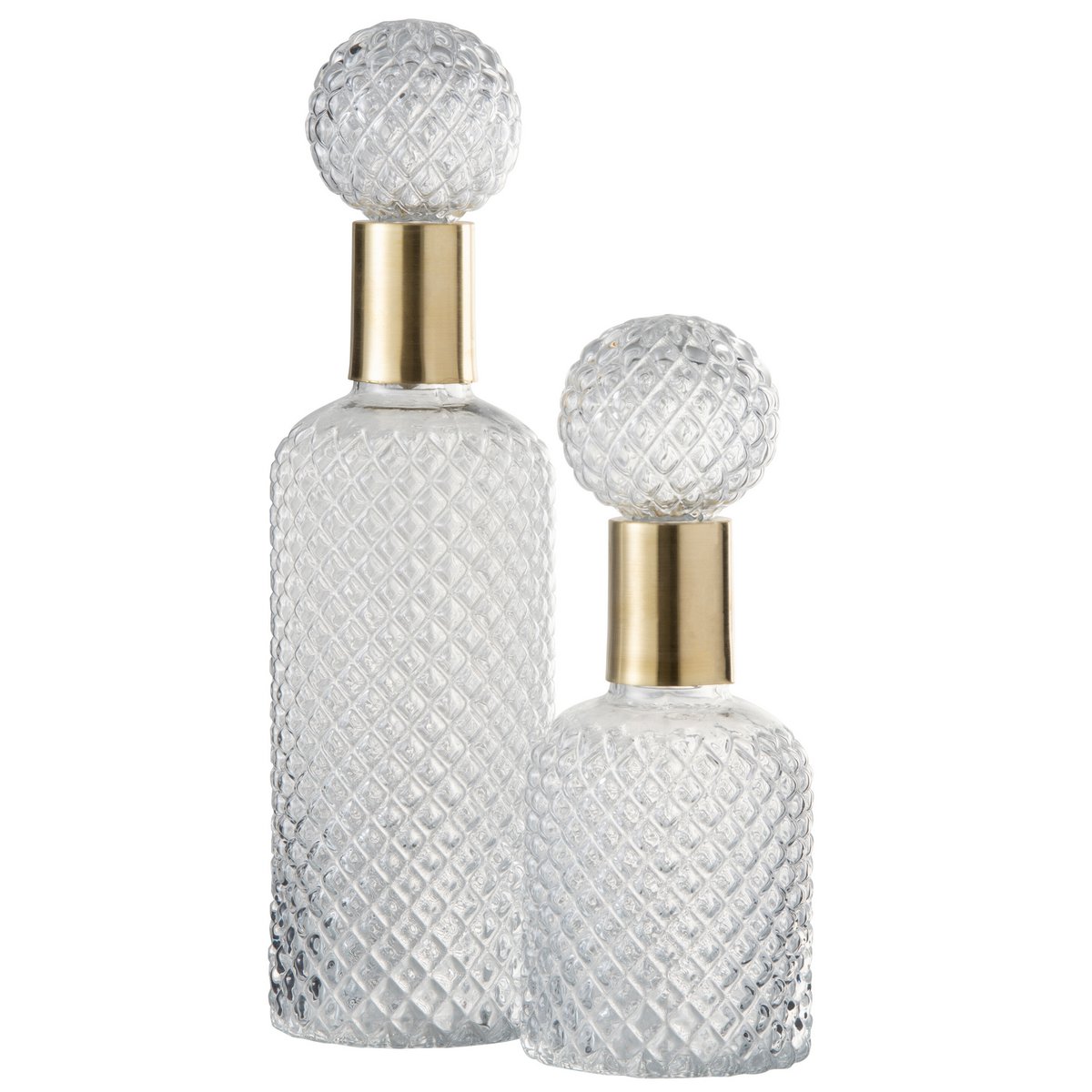 Dekoflasche Mit Korken Klar Glas Relief 38cm