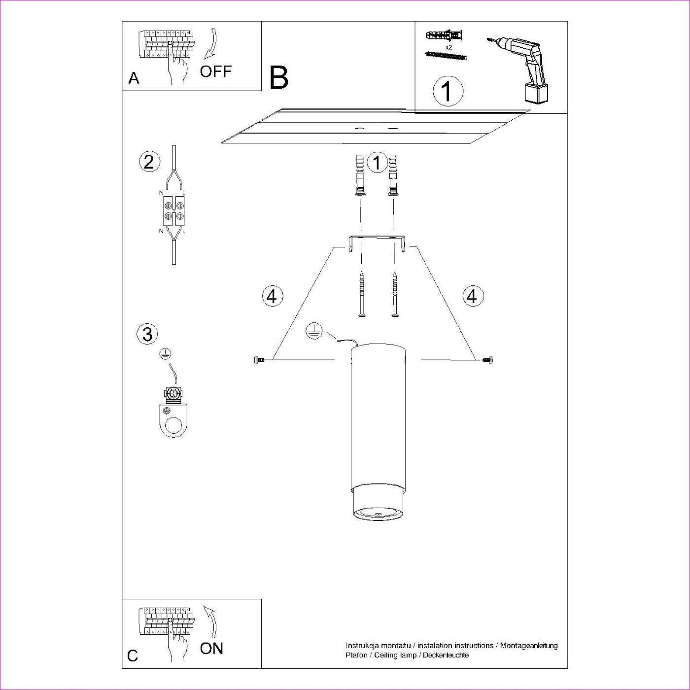 Plafond NERO 22,5 Schwarz Chrom – Stylische Zylinder-Deckenlampe für moderne Räume