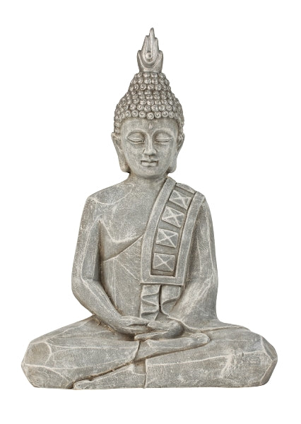 Zen Meister Buddha, 50cm, Grau für Innen- und Außenbereiche