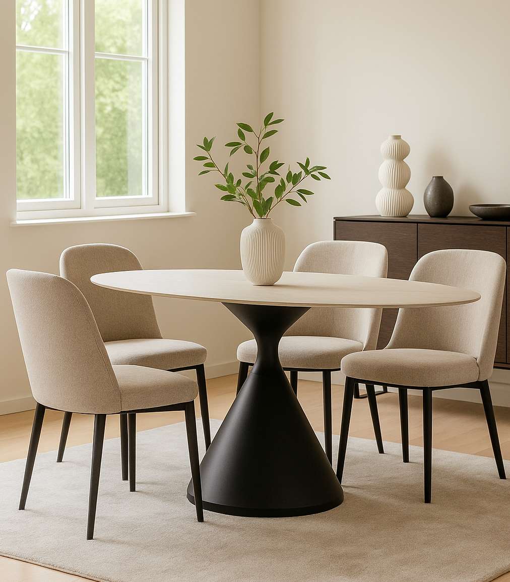 Esstisch Orion Modern 180x90 cm Oval Holzoptik und Metall