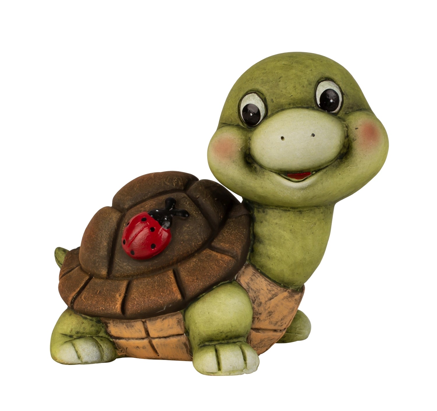 Gartenfigur Schildkröte mit Marienkäfer Keramik 18,5 cm
