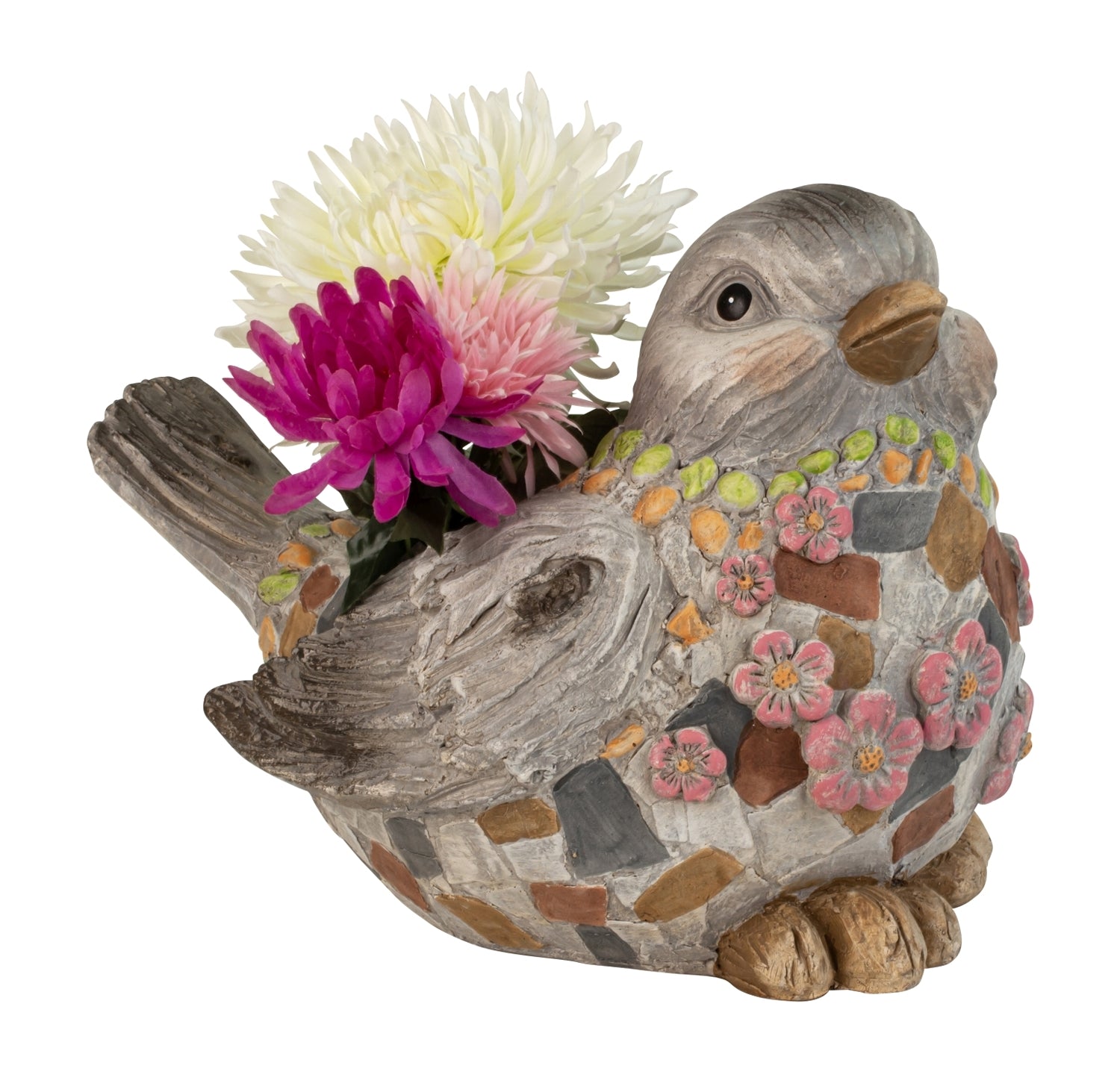 Pflanztopf Vogel 28cm Bunt Magnesia Mosaik Dekofigur