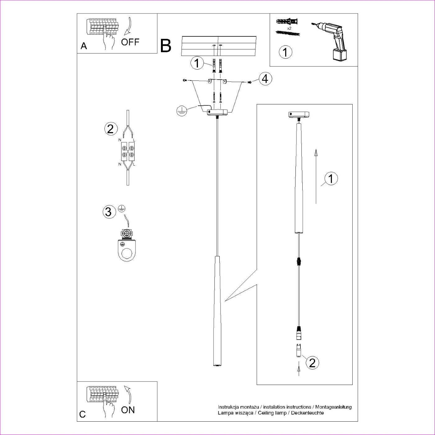 Pendelleuchte BLISS 1 Schwarz – Minimalistische Hängeleuchte für modernes Wohnen