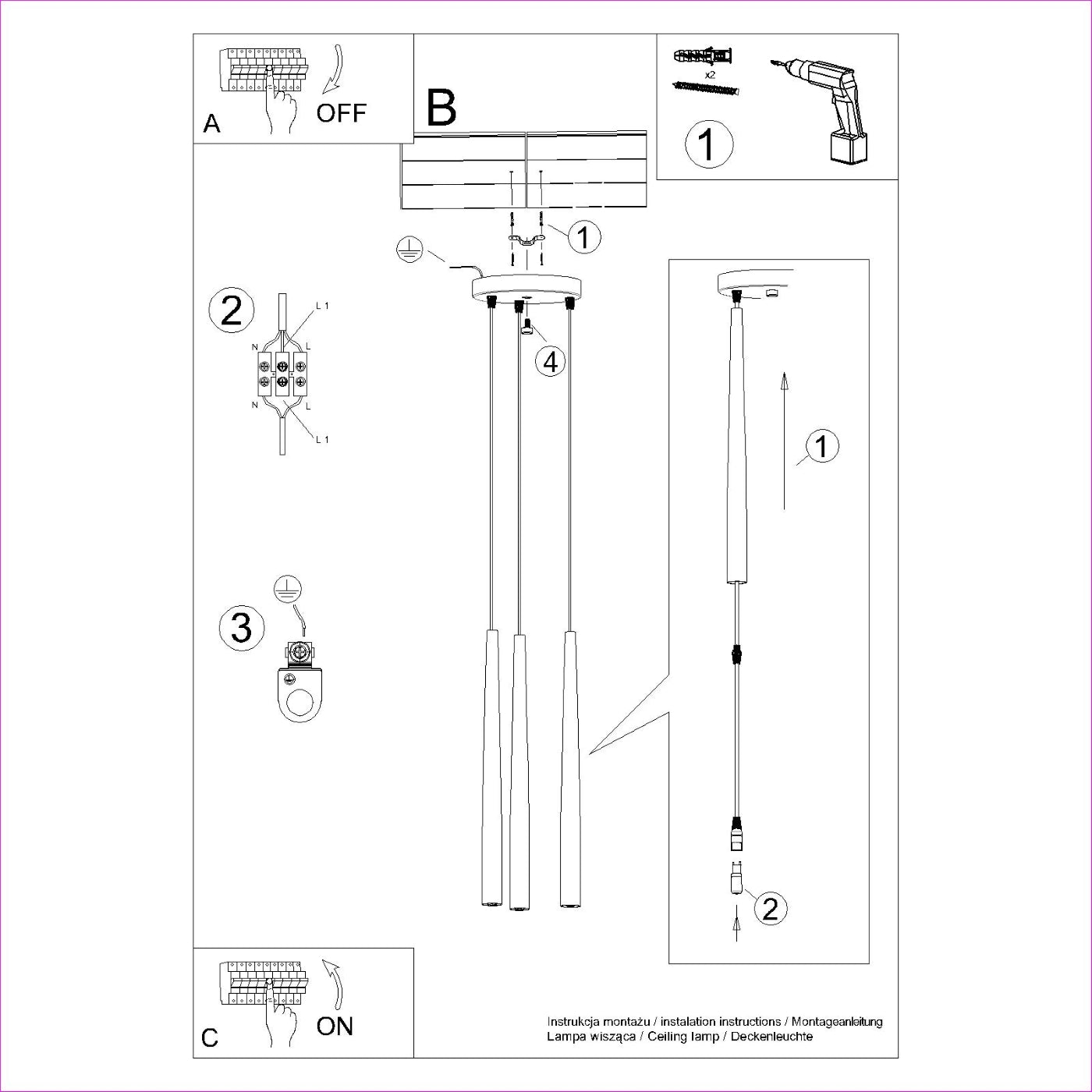 Hanglamp BLISS 3P Zwart – Stijlvolle hanglamp met drie lichtbronnen
