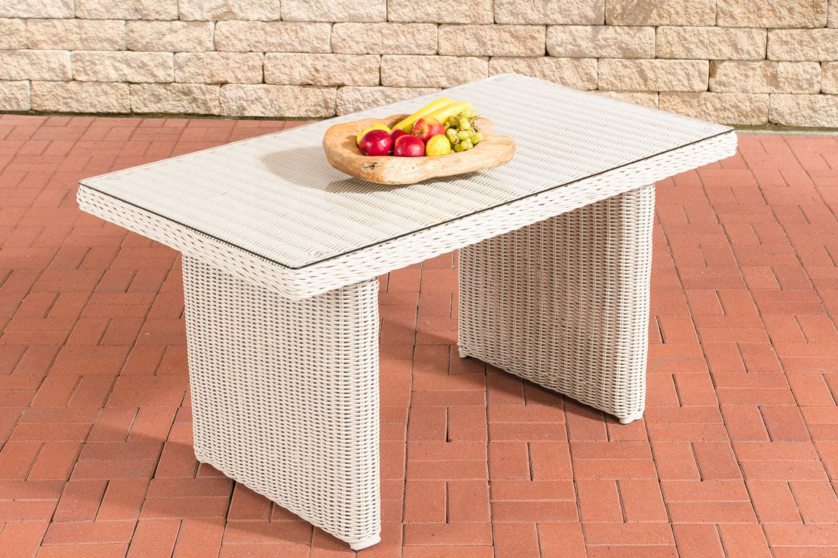 Polyrattan Esstisch La Gomera Klarglas 120/140/160 cm