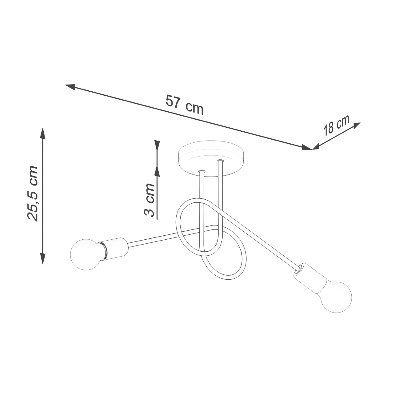 Kronleuchter LOOP 2 Weiß – Minimalistischer Deckenleuchter mit zwei Lichtquellen