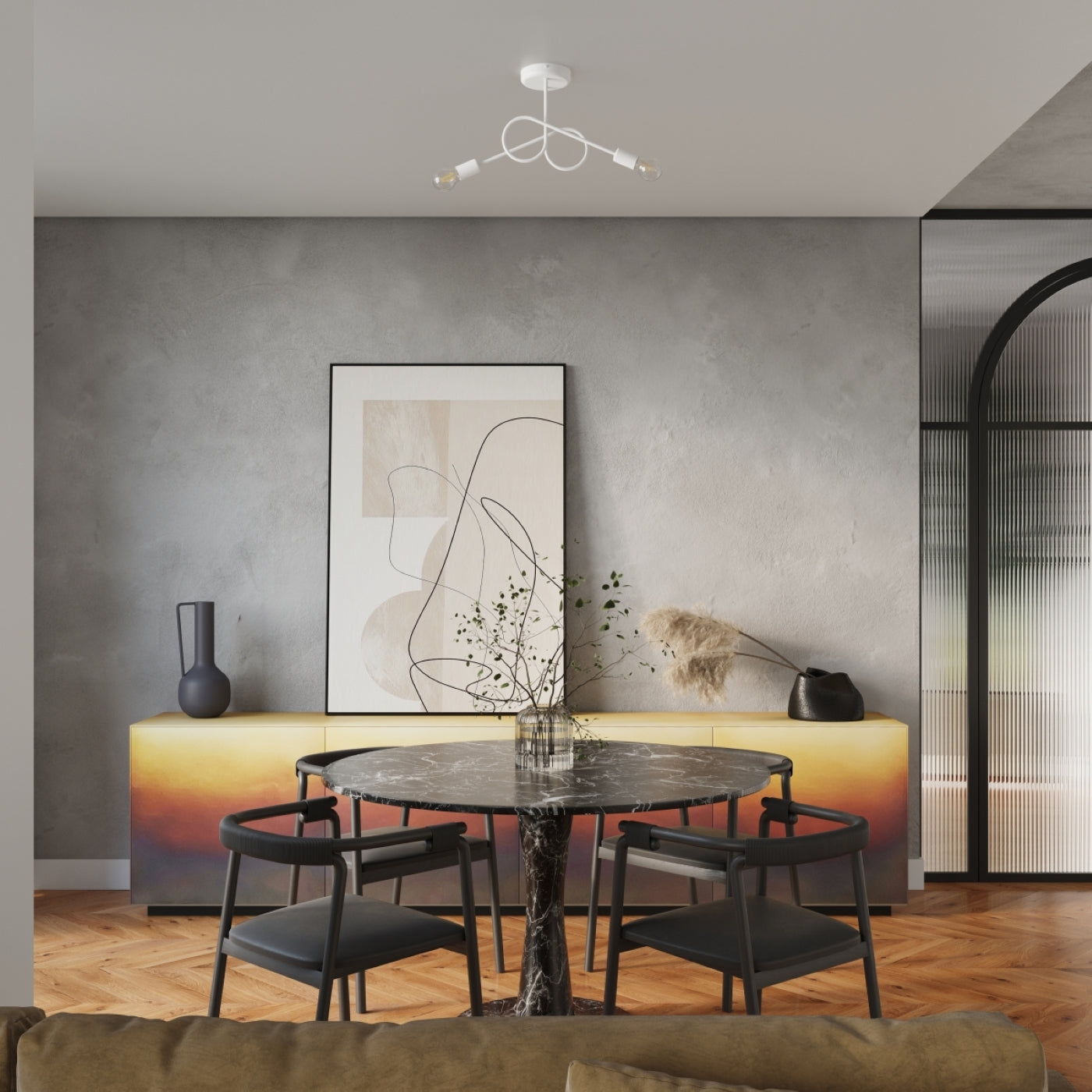 Kronleuchter LOOP 2 Weiß – Minimalistischer Deckenleuchter mit zwei Lichtquellen