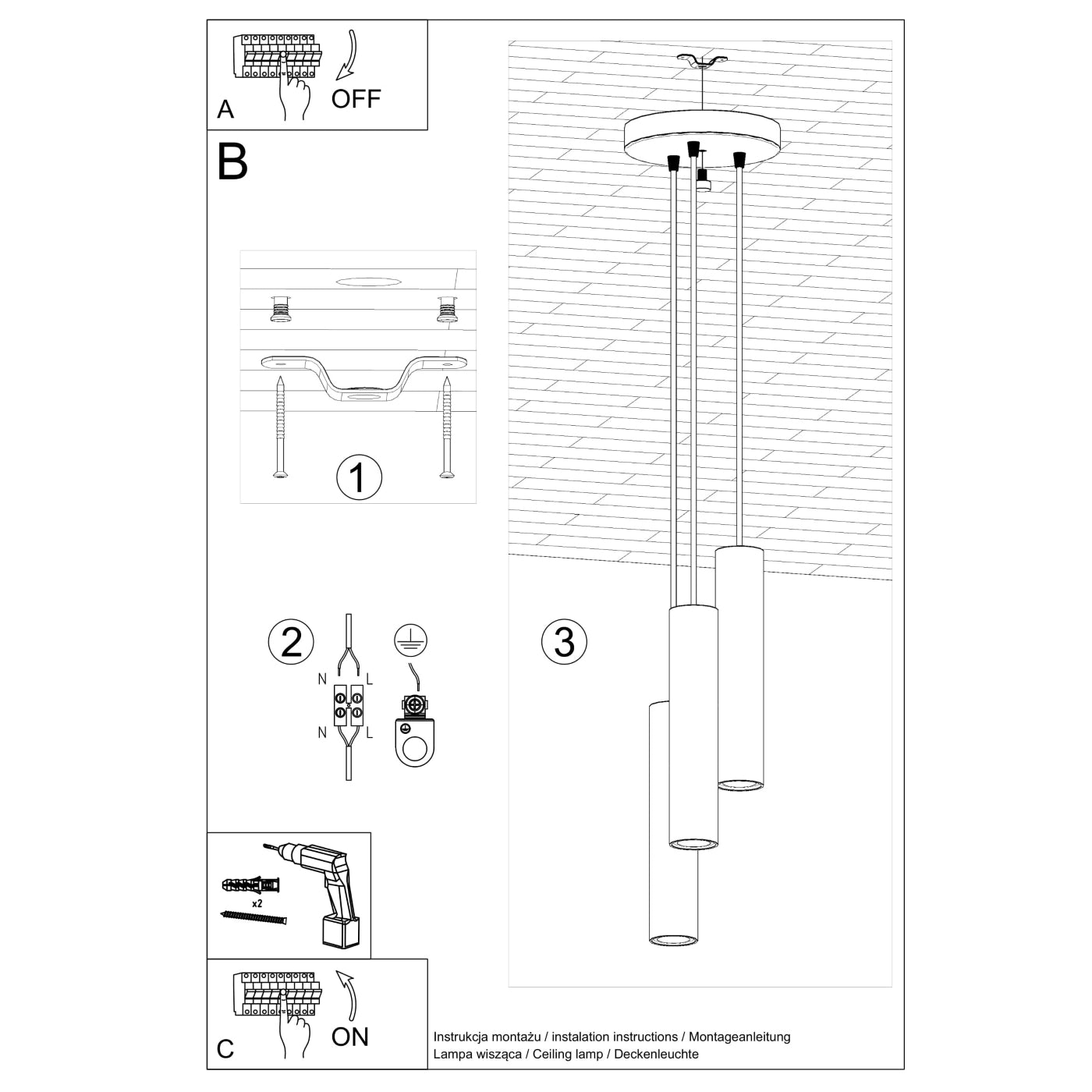 Pendelleuchte LAGOS 3P Beige – Elegante Hängeleuchte für stilvolle Innenräume