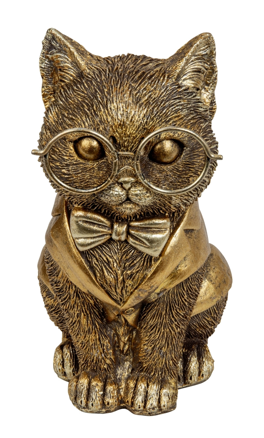 Dekofigur Katze Bravino Gold mit Brille