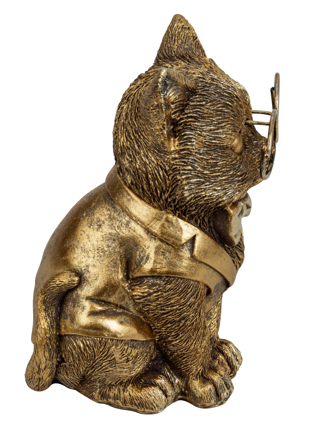 Dekofigur Katze Bravino Gold mit Brille