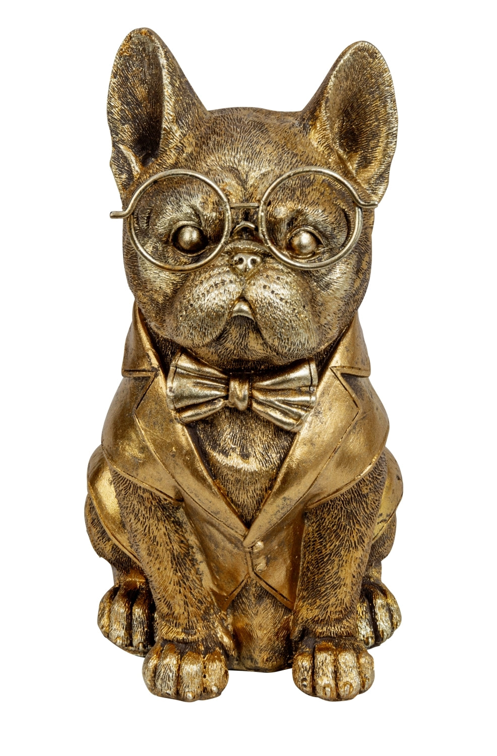 Dekofigur Mops Bravino Gold mit Brille