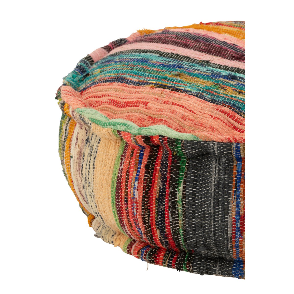 J-Line Pouf Chindi Rund Baumwolle/Polyester-Mischung