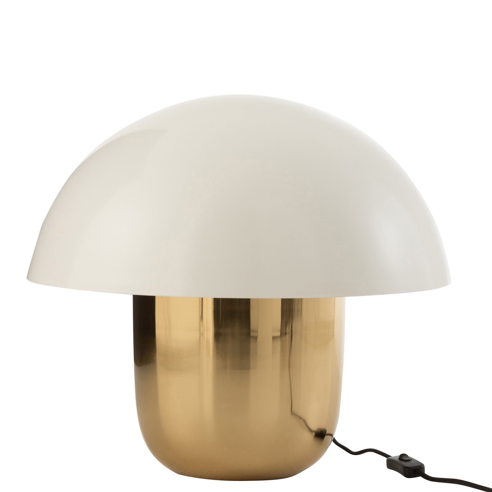 Tischlampe Pilz – Glänzendes Metall in Gold und Weiß XXL Größe Höhe 45cm