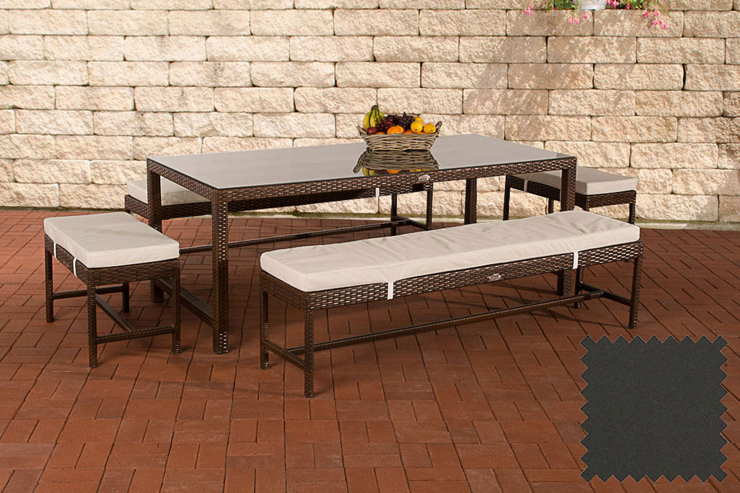 Polyrattan dining table group Hawaii