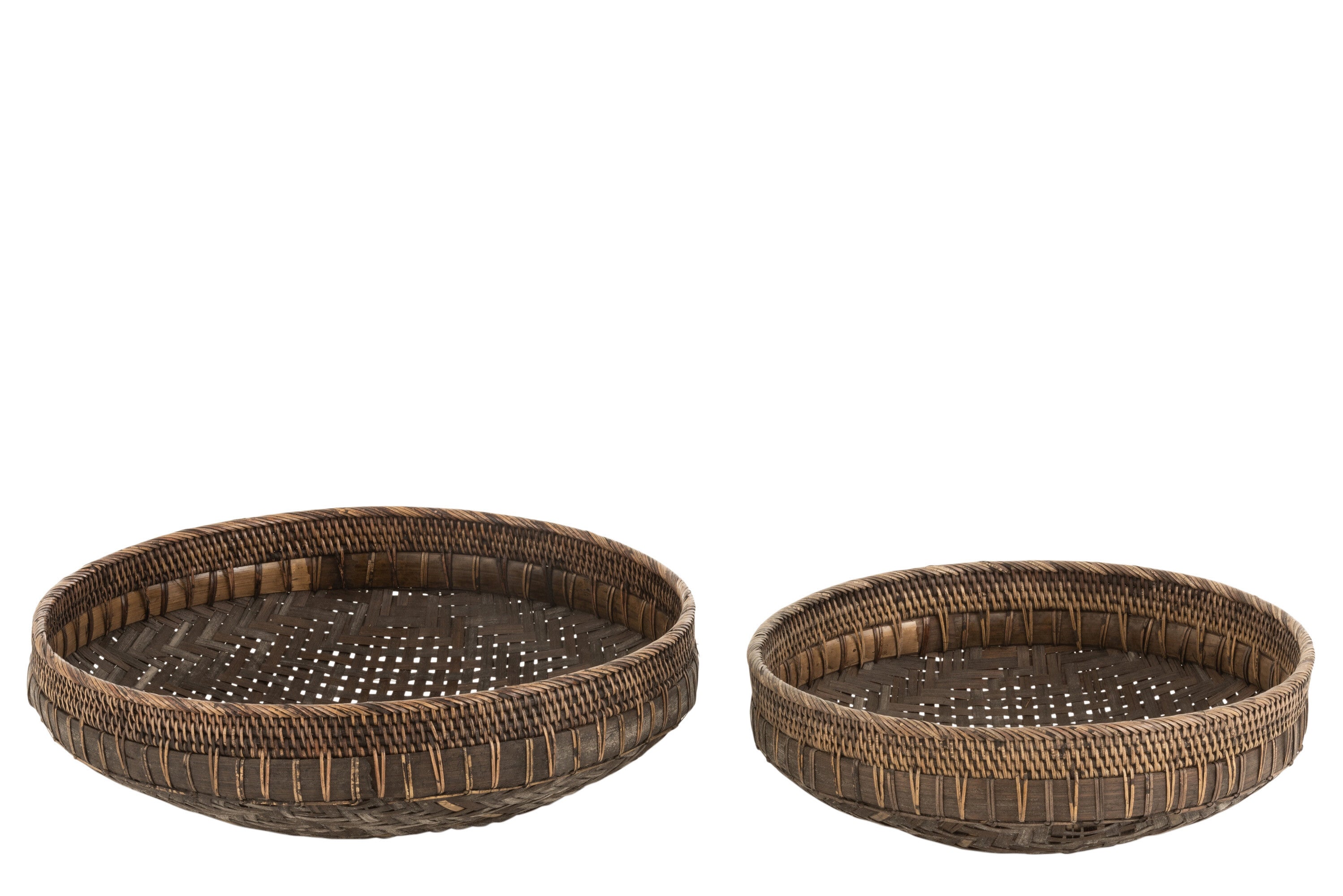 Exquisites 2er-Set Runde Rattan-Schalen in Schwarz Perfekt für stilvolle Dekoration und Aufbewahrung