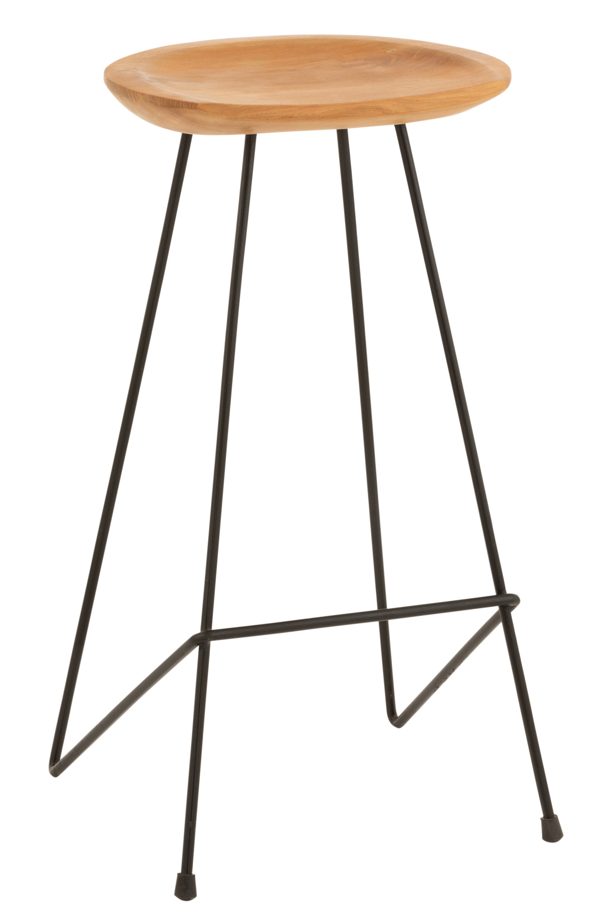 2er Set Naturell Barstühle - Robustes Teakholz trifft auf kühles Metall