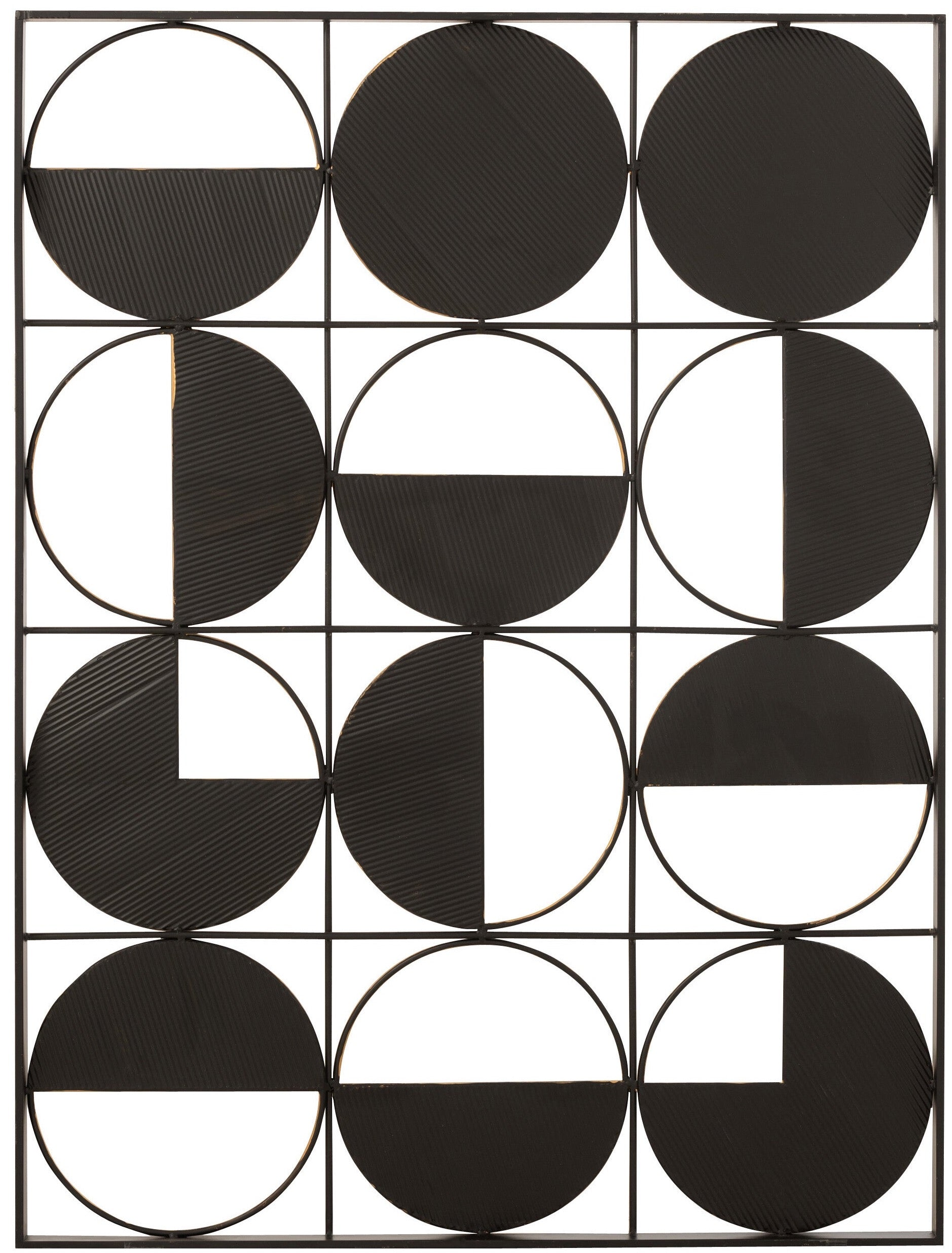 Atemberaubende Wanddekoration Runde Halbe Kreise aus Metall und Spiegel – Goldene und schwarze Akzente