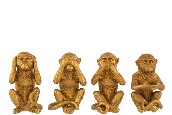 4 Goldene Affen nichts Hören, Sehen, Sagen & Chatten