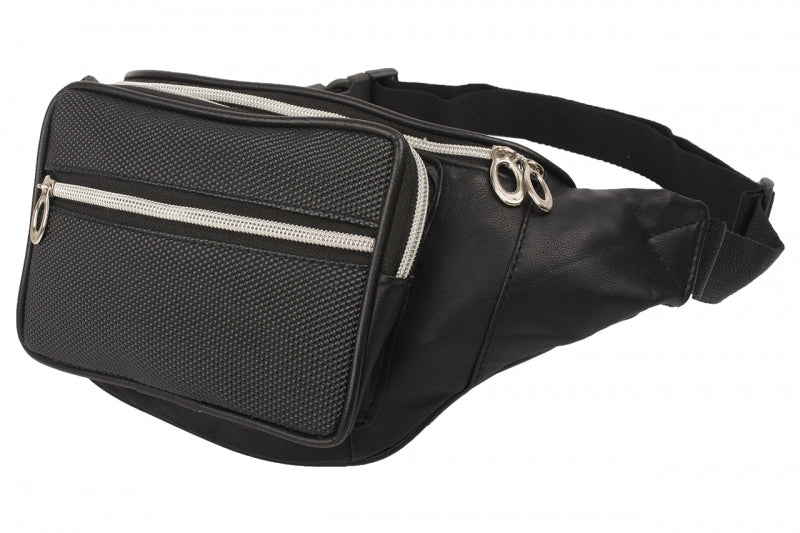 Bauchtasche UrbanEdge – Schwarze Hüfttasche aus Nappa-Leder mit Fronttasche, 34x15 cm