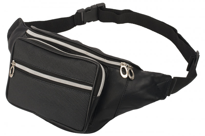 Bauchtasche UrbanEdge – Schwarze Hüfttasche aus Nappa-Leder mit Fronttasche, 34x15 cm