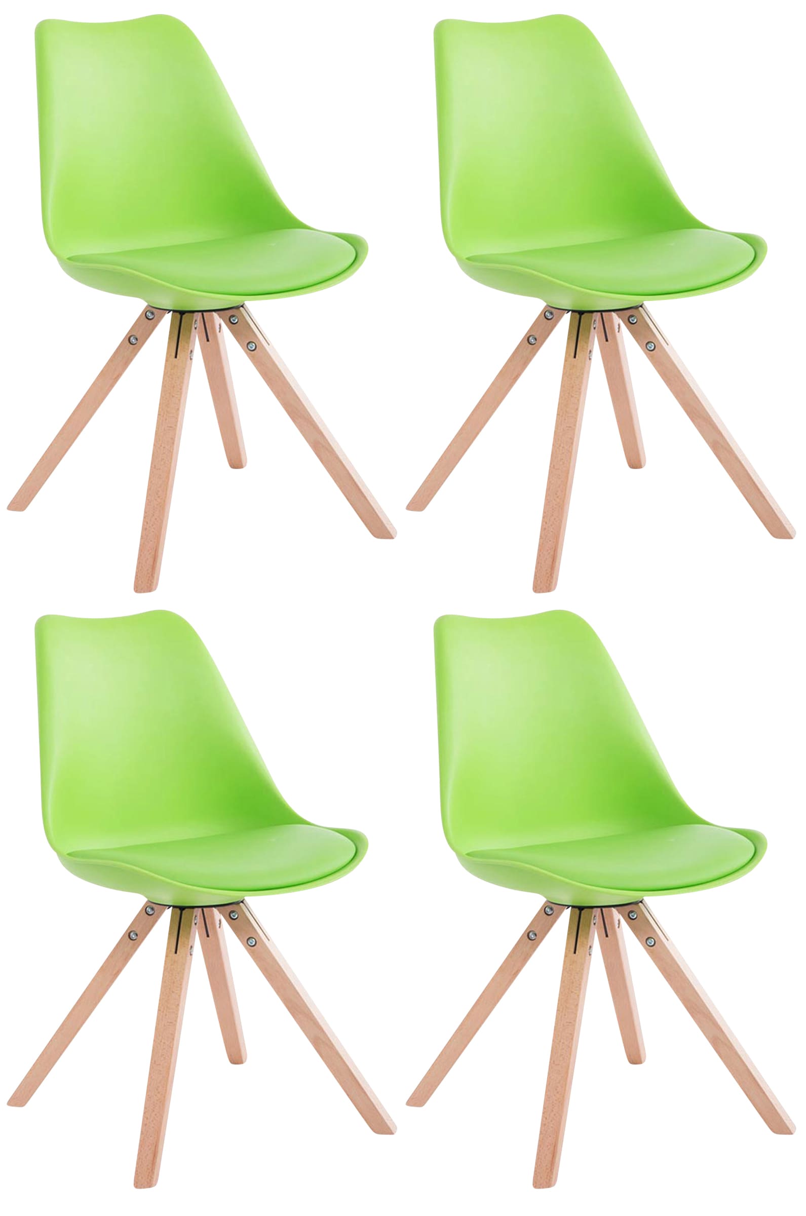 Set van 4 Toulouse vierkante stoelen van kunstleer