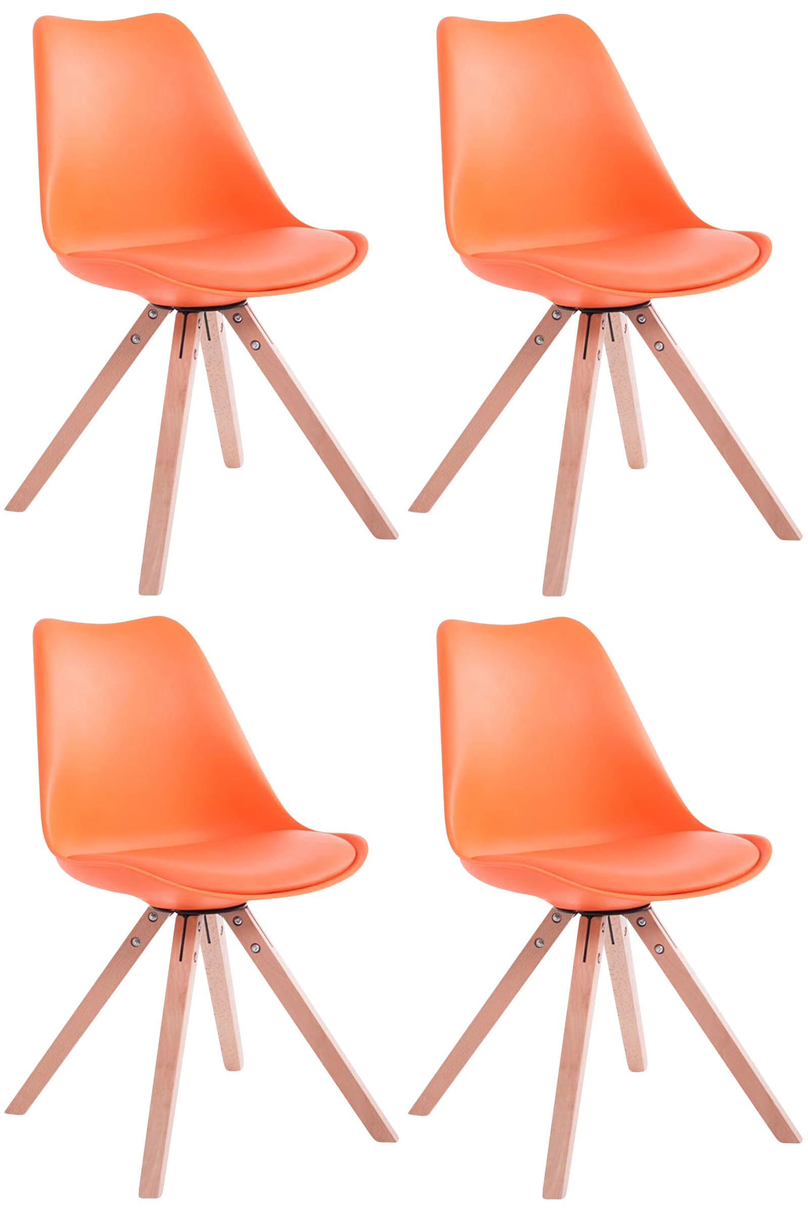 Set van 4 Toulouse vierkante stoelen van kunstleer