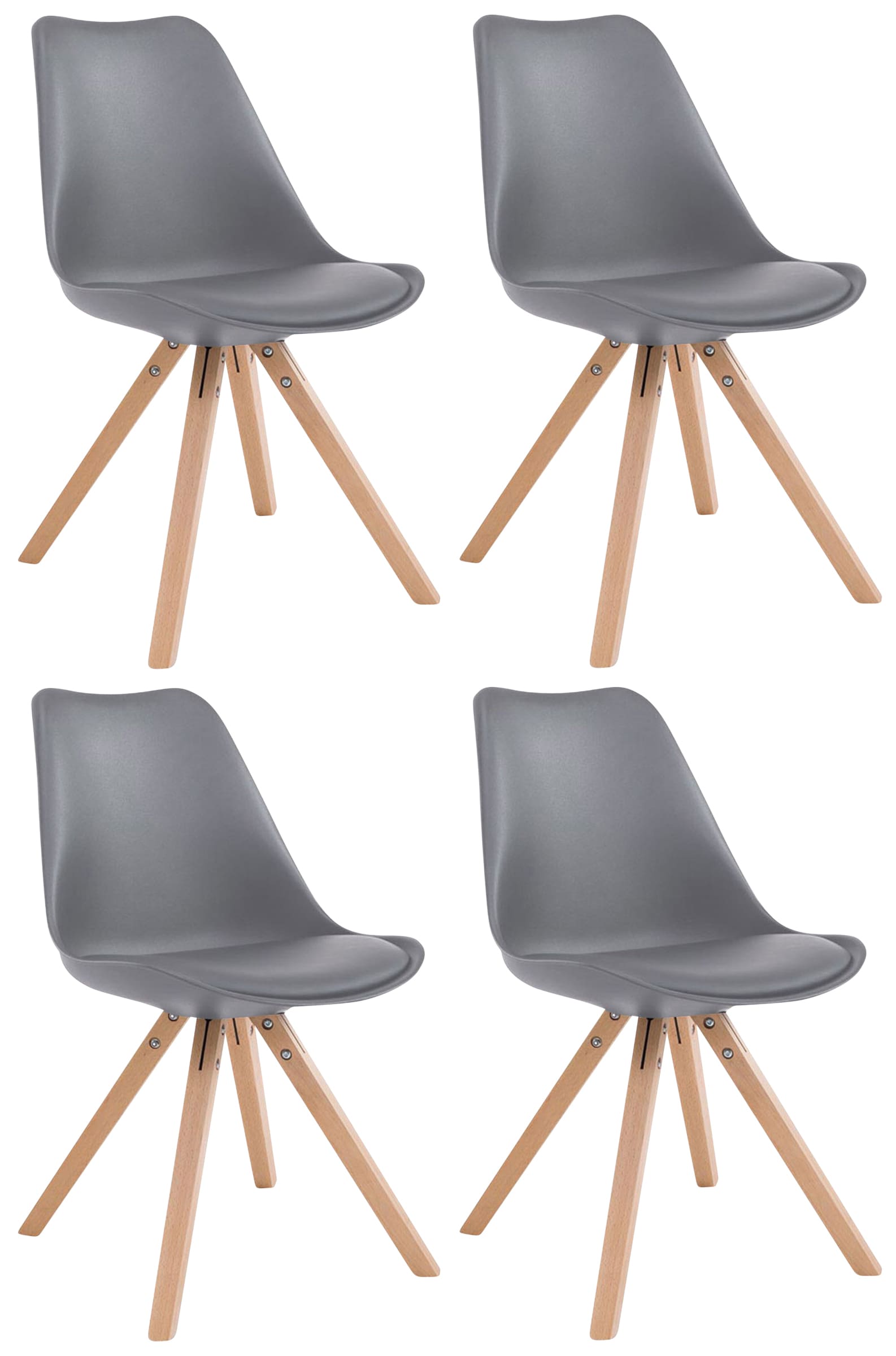 Set van 4 Toulouse vierkante stoelen van kunstleer