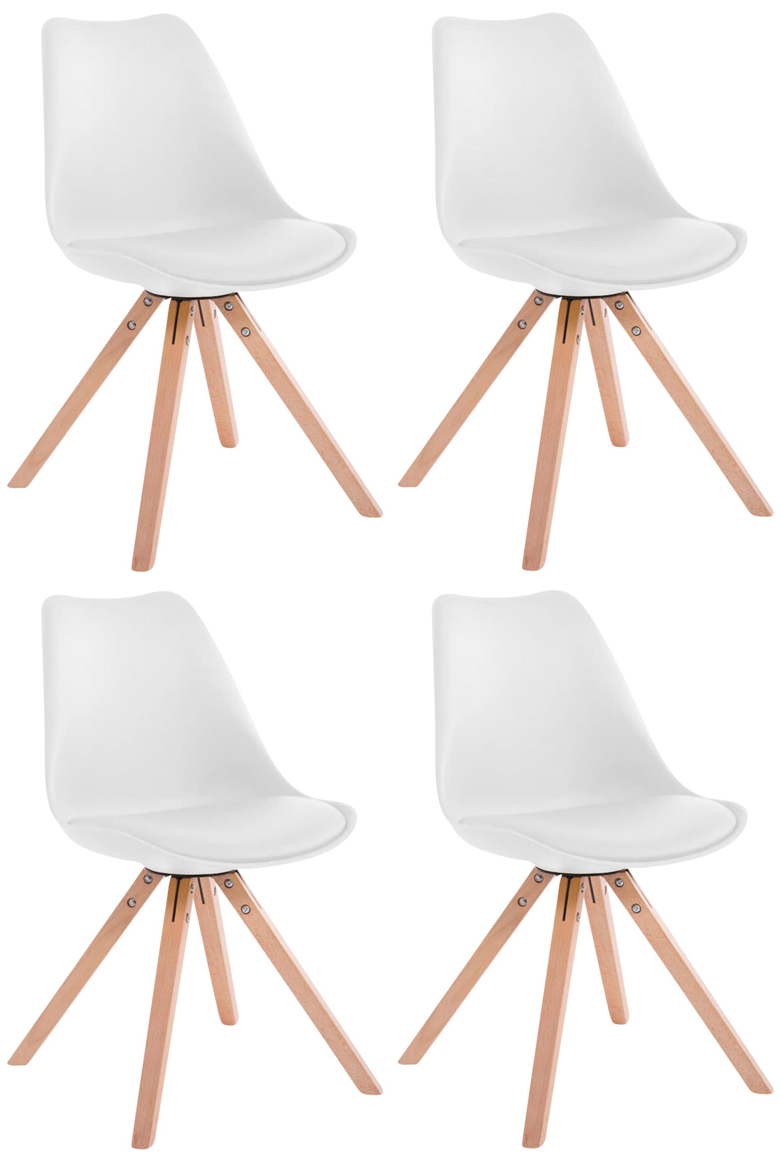 Set van 4 Toulouse vierkante stoelen van kunstleer