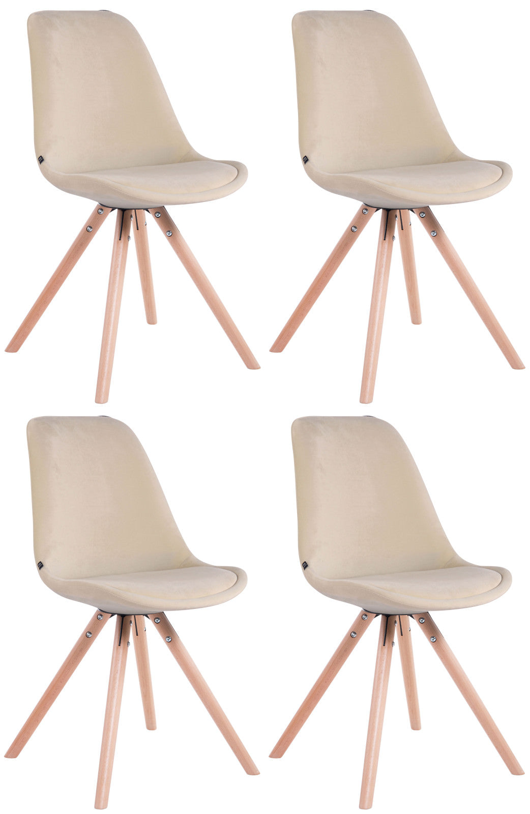 Set van 4 Toulouse fluwelen ronde stoelen