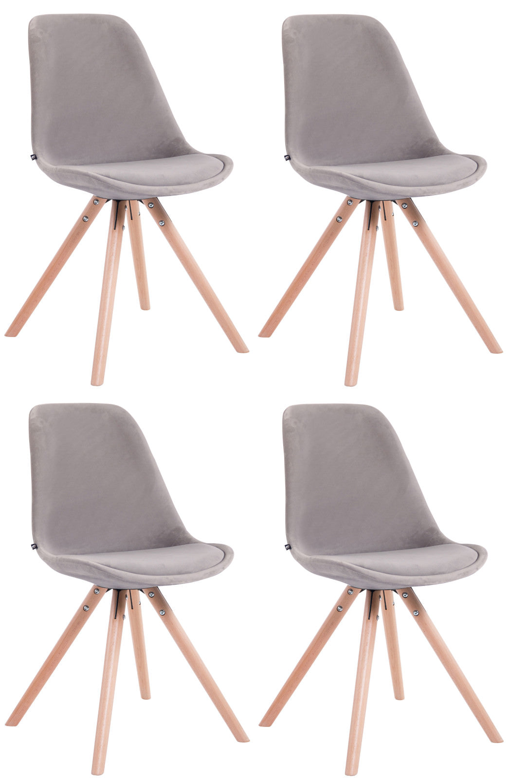 Set van 4 Toulouse fluwelen ronde stoelen