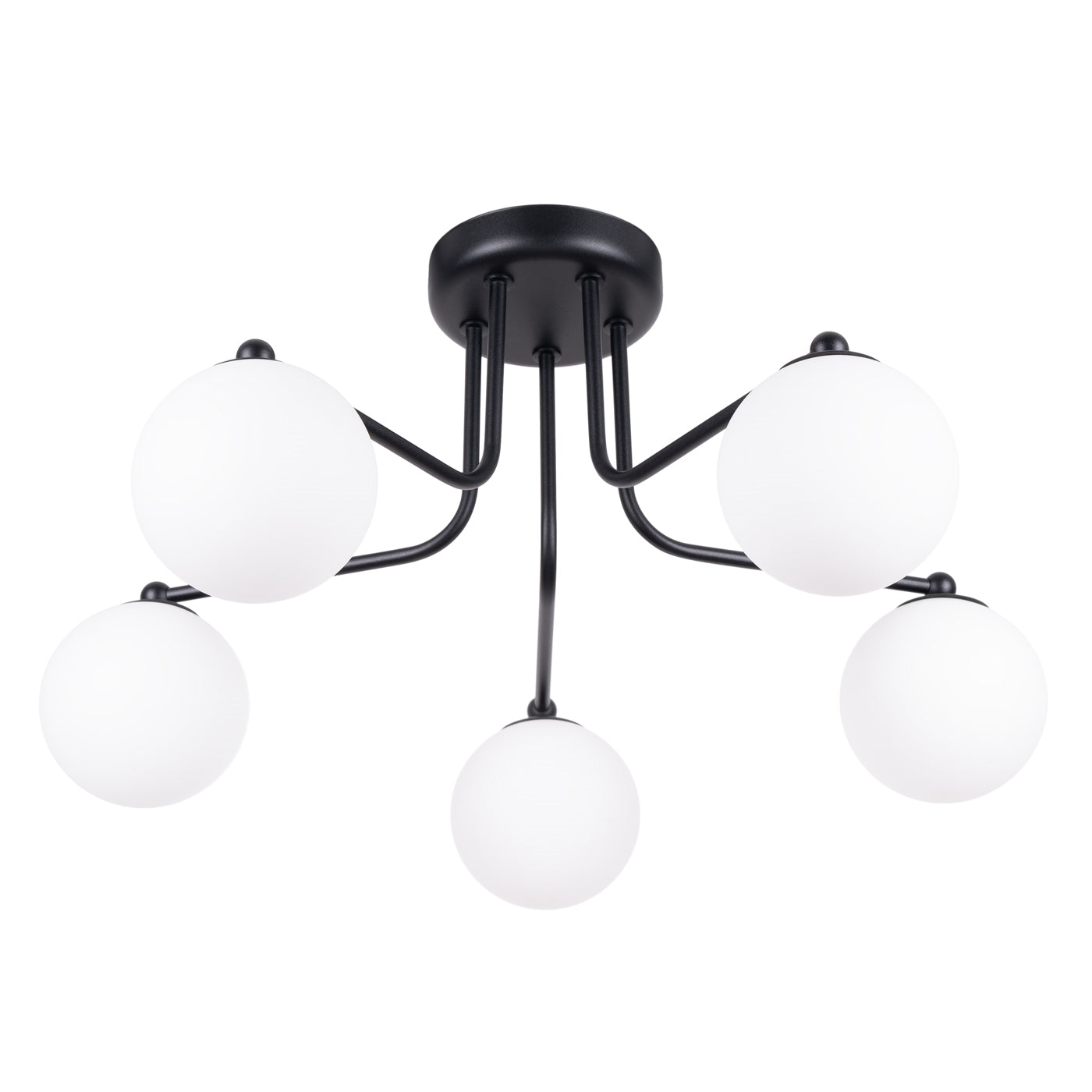 Kronleuchter Astral 5-flammig Schwarz Glas Kugel Modern