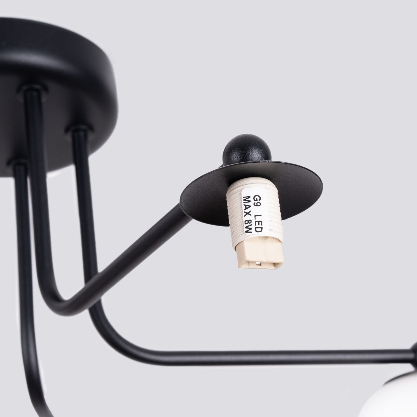 Kronleuchter Astral 5-flammig Schwarz Glas Kugel Modern