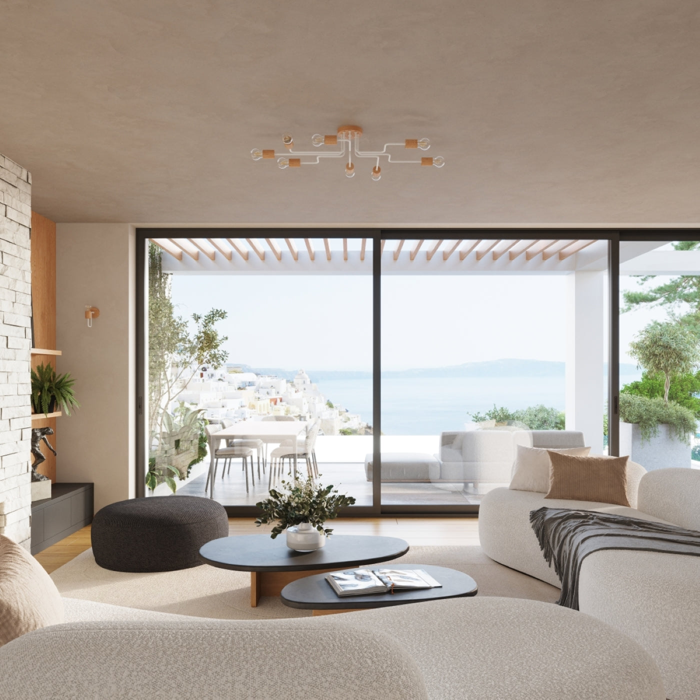 Kronleuchter Timbo 8 Flammig Weiß Holz Skandinavisches Design