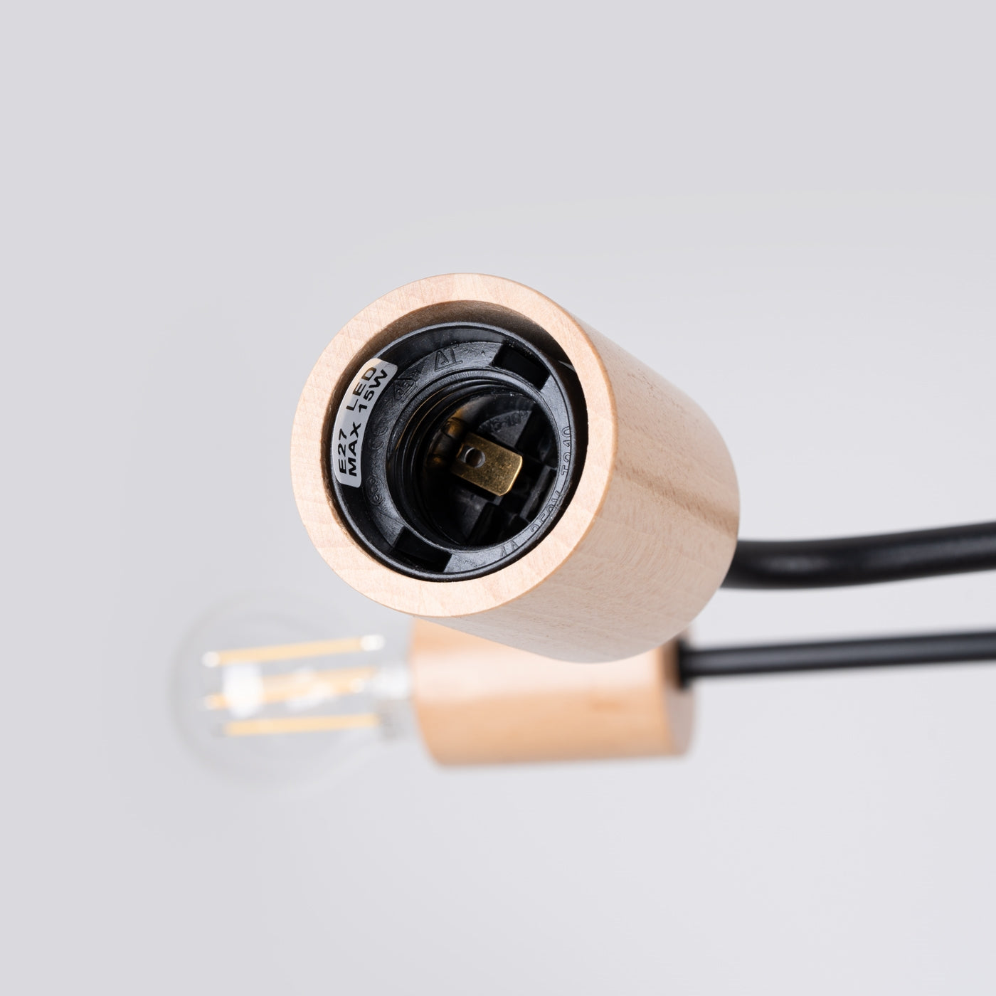 Kronleuchter Timbo 4 Flammig Schwarz Holz Skandinavischer Stil